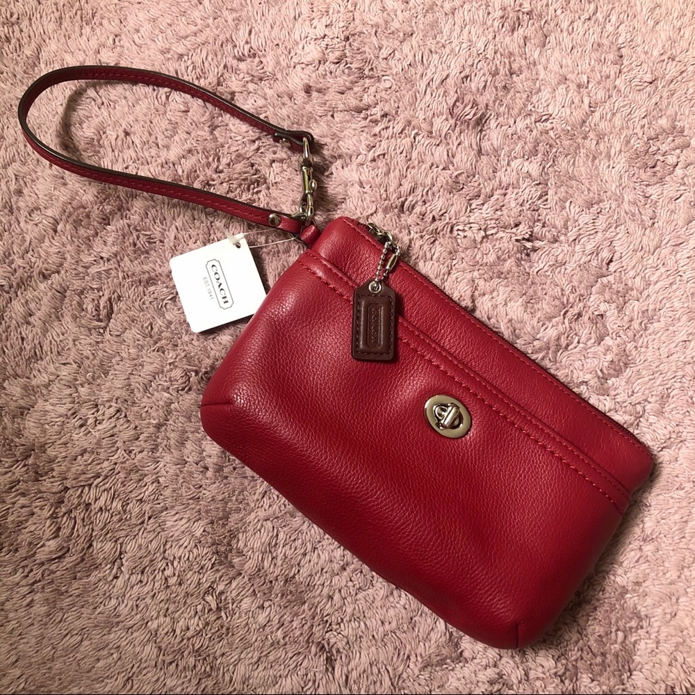 NWT small red Coach leather purse /wristlet